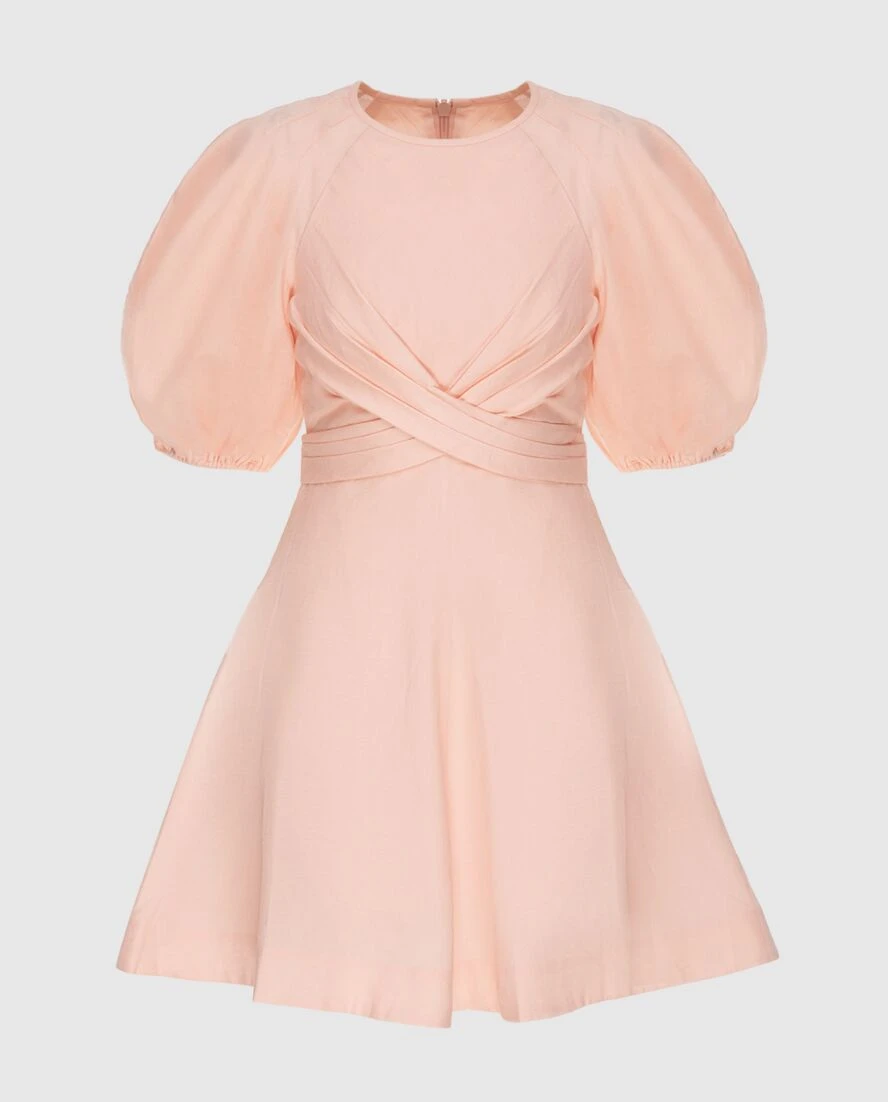 Zimmermann women's pink linen dress with puffed sleeves 173802 - photo 1
