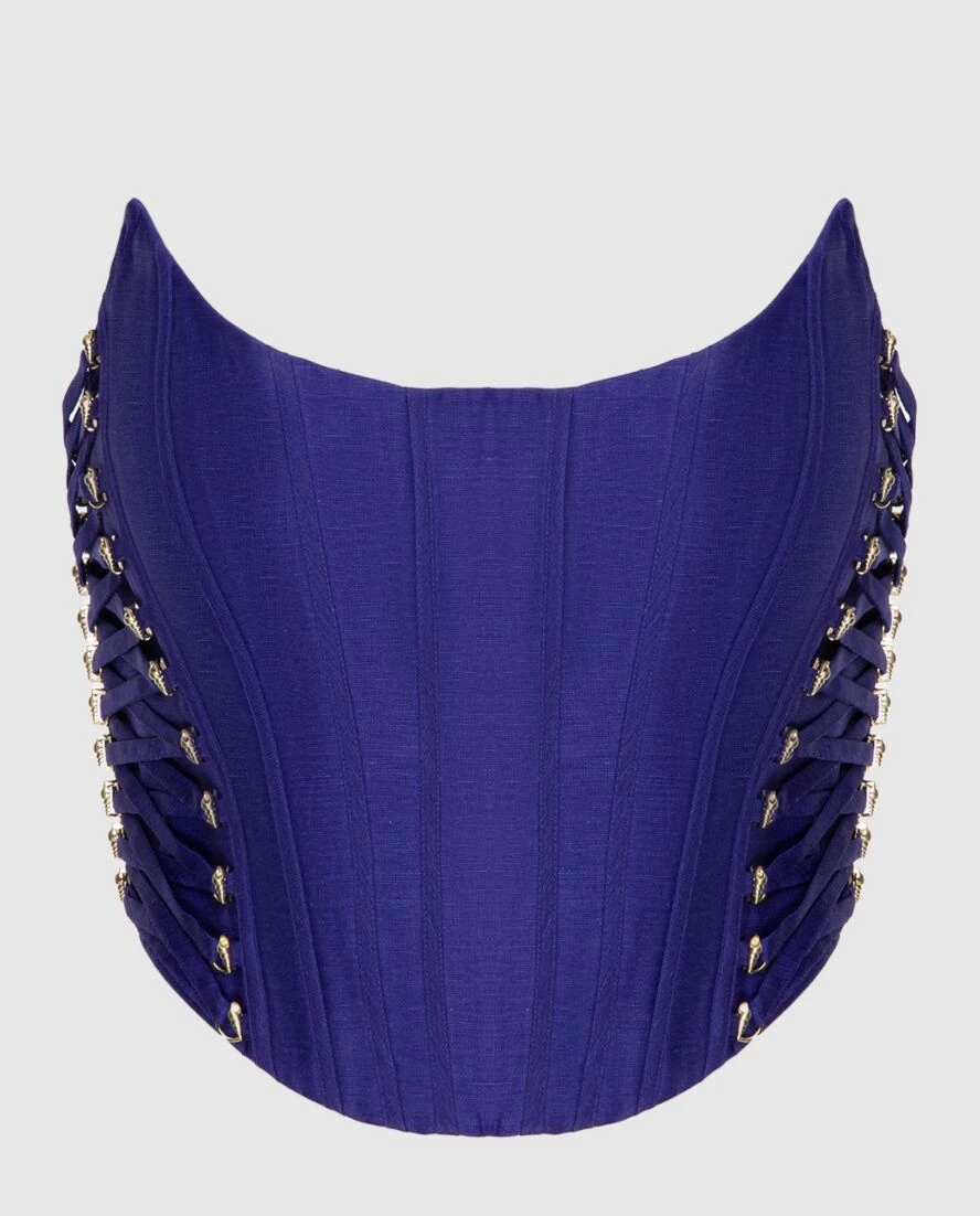 Zimmermann корсет із льону та шовку синій жіночий 173819 - фото 1