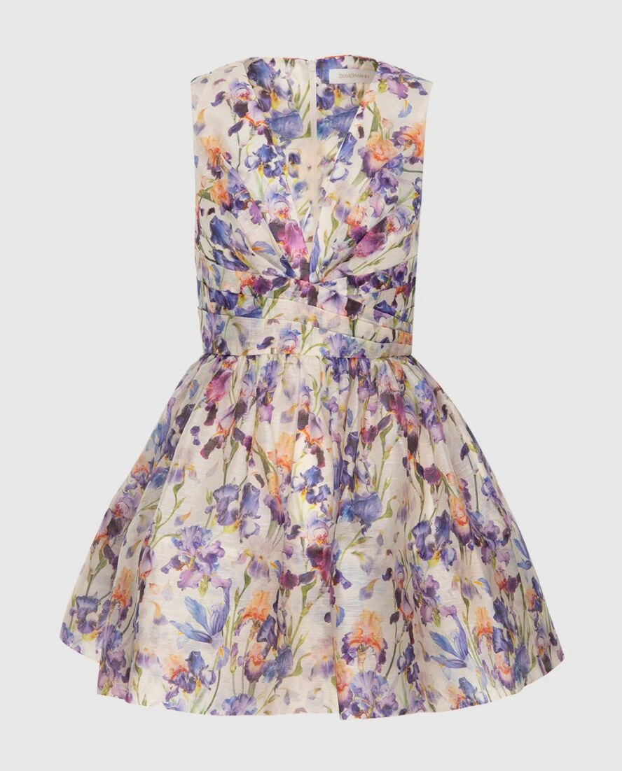 Zimmermann платье-мини женское голубое с v-образным вырезом 173822 - фото 1