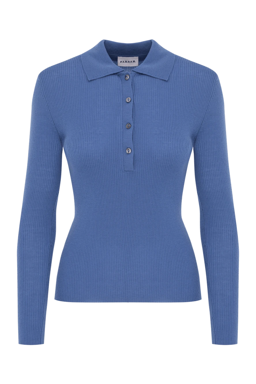 P.A.R.O.S.H. woman women's blue woolen polo with collar and buttons 173922 - photo 1