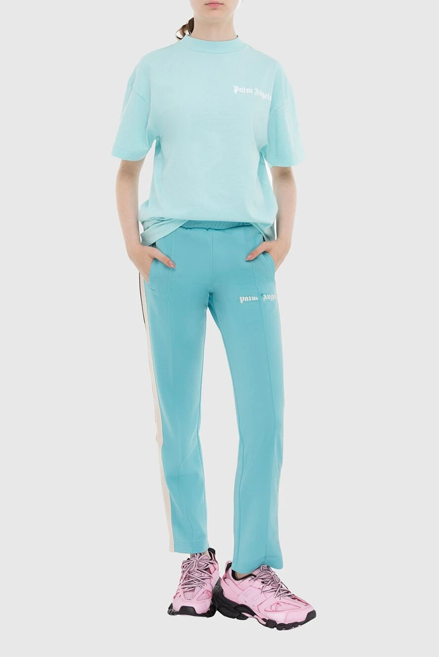 Palm Angels женские брюки спортивные из полиэстера голубые женские купить с ценами и фото 173954 - фото 2
