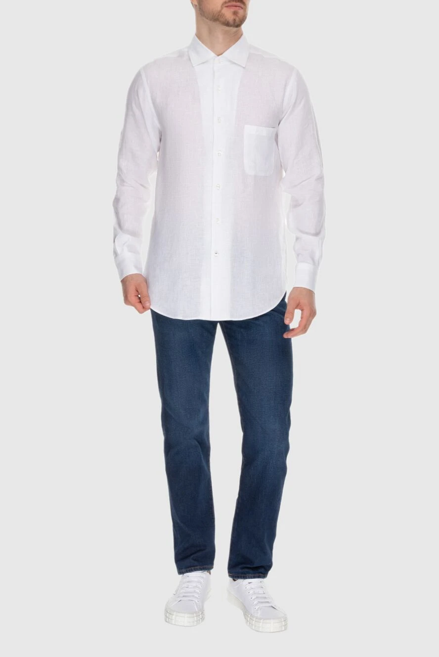 Loro Piana мужские сорочка из льна белая мужская купить с ценами и фото 173993 - фото 2