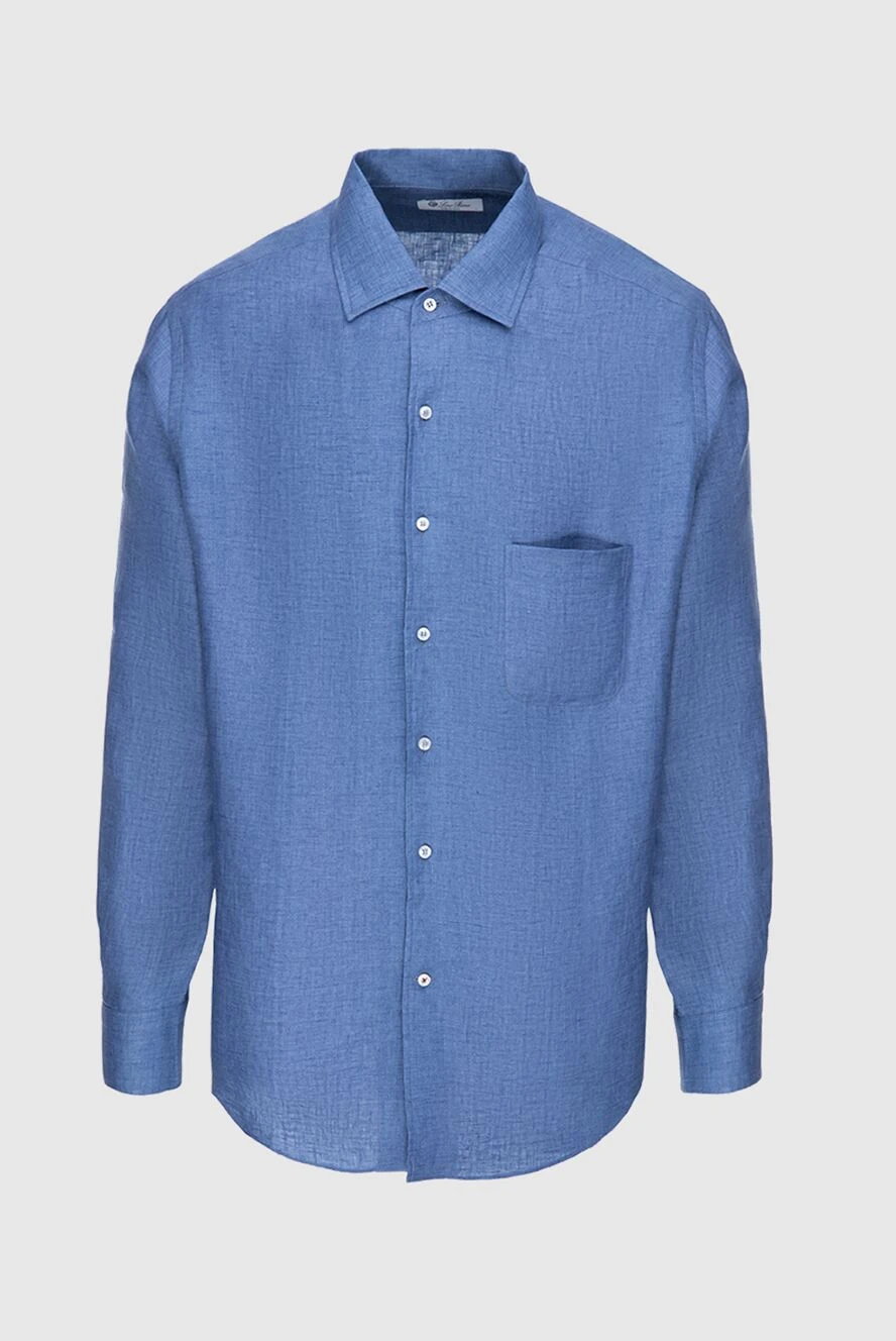 Loro Piana мужские рубашка из льна синяя мужской купить с ценами и фото 173994