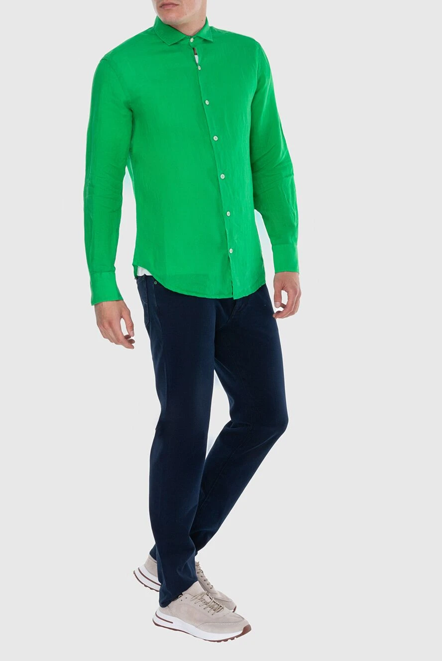 MC2 Saint Barth мужские сорочка из льна зеленая мужская купить с ценами и фото 174115 - фото 2