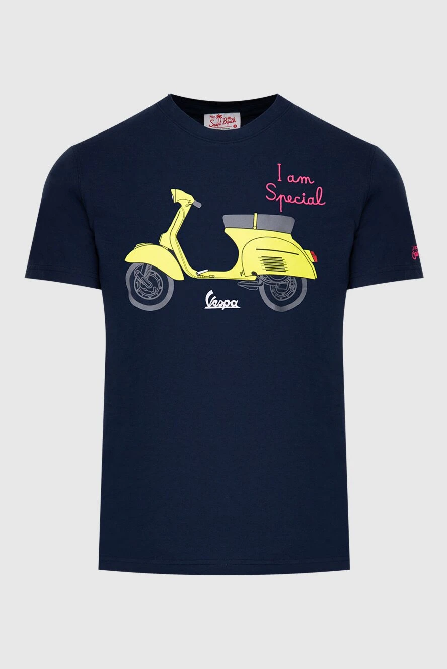 MC2 Saint Barth темно-синяя хлопковая футболка с ярким принтом vespa (уценка) 196562 - фото 1