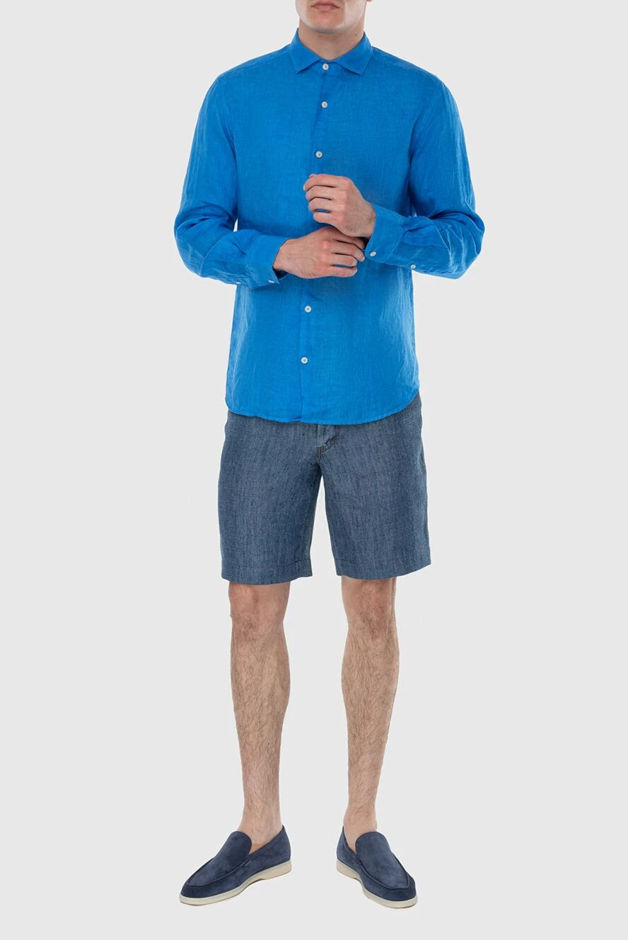 MC2 Saint Barth мужские сорочка из льна голубая мужская купить с ценами и фото 174132 - фото 2
