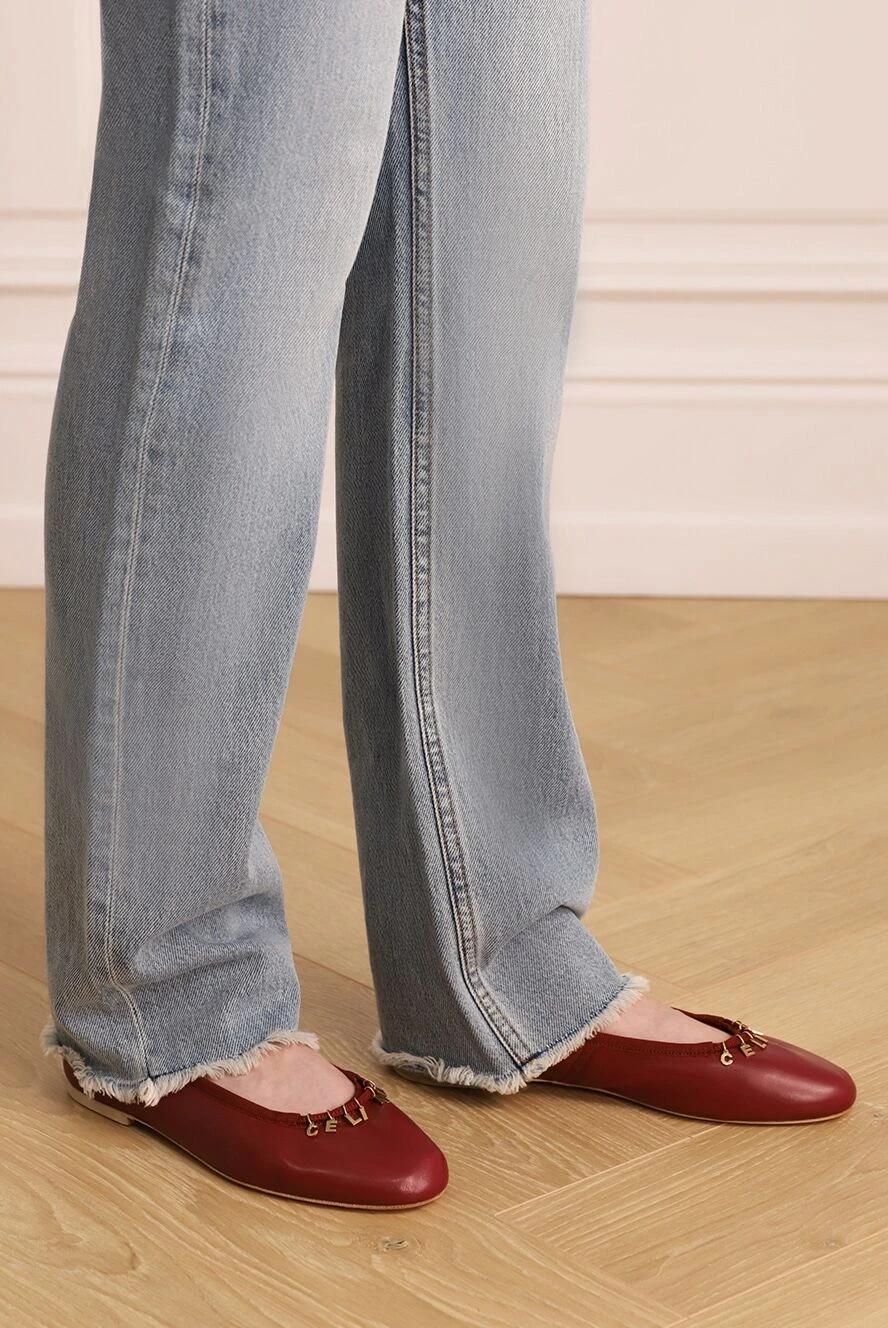 Celine женские туфли из кожи бордовые женские купить с ценами и фото 174142 - фото 2