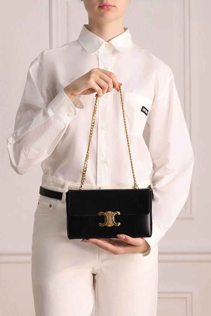 Black leather bag for woman