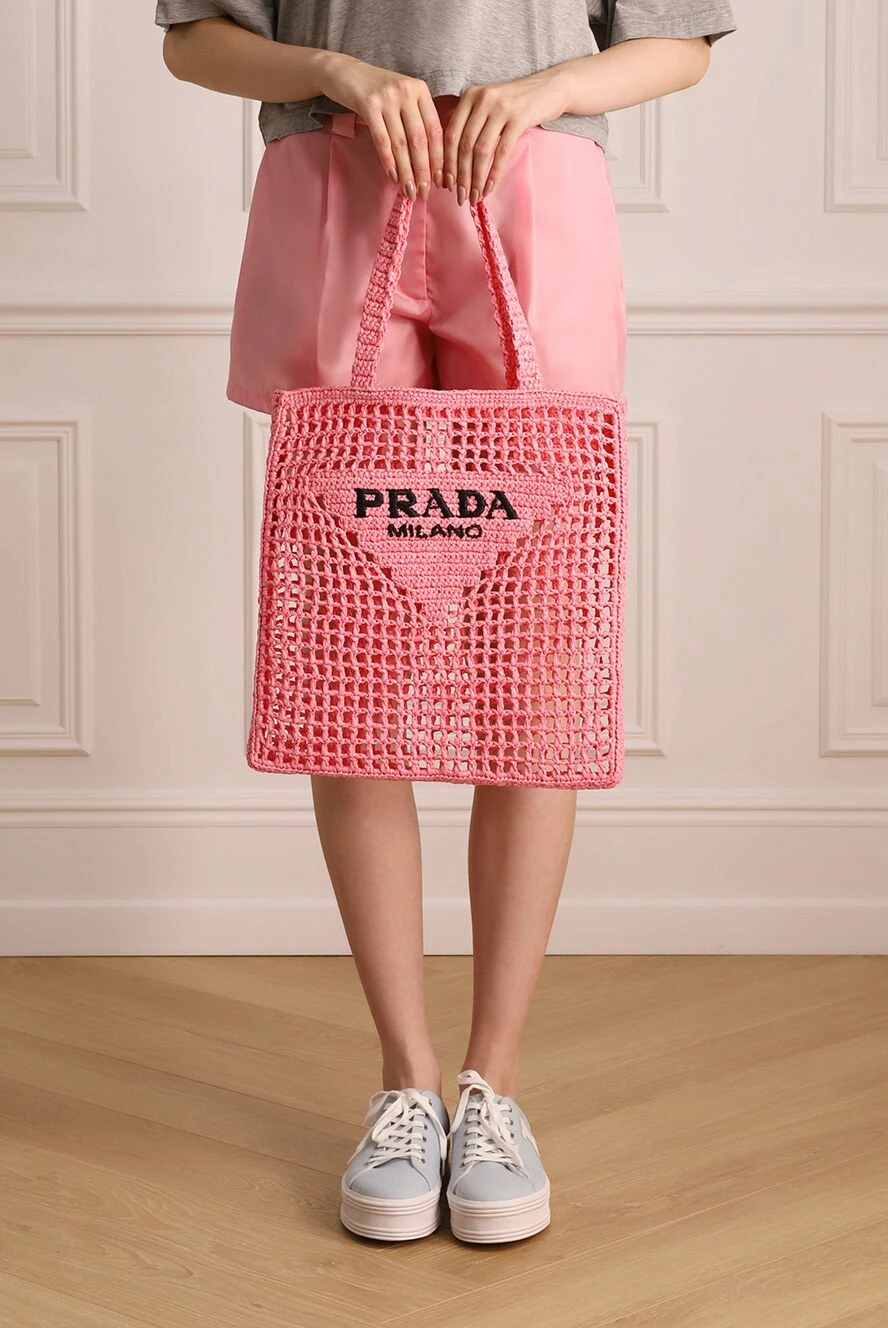 Prada woman pink raffia bag for women buy with prices and photos 174236 - photo 2