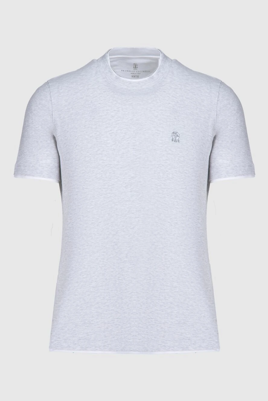 Brunello Cucinelli men's gray cotton t-shirt with embroidered logo 174281 - photo 1