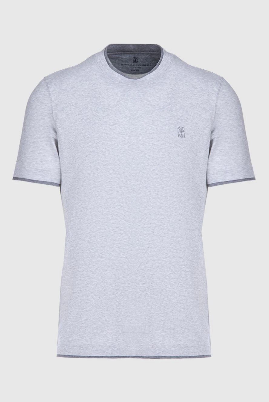 Brunello Cucinelli футболка чоловіча сіра бавовняна з сірим лого 174284 - фото 1