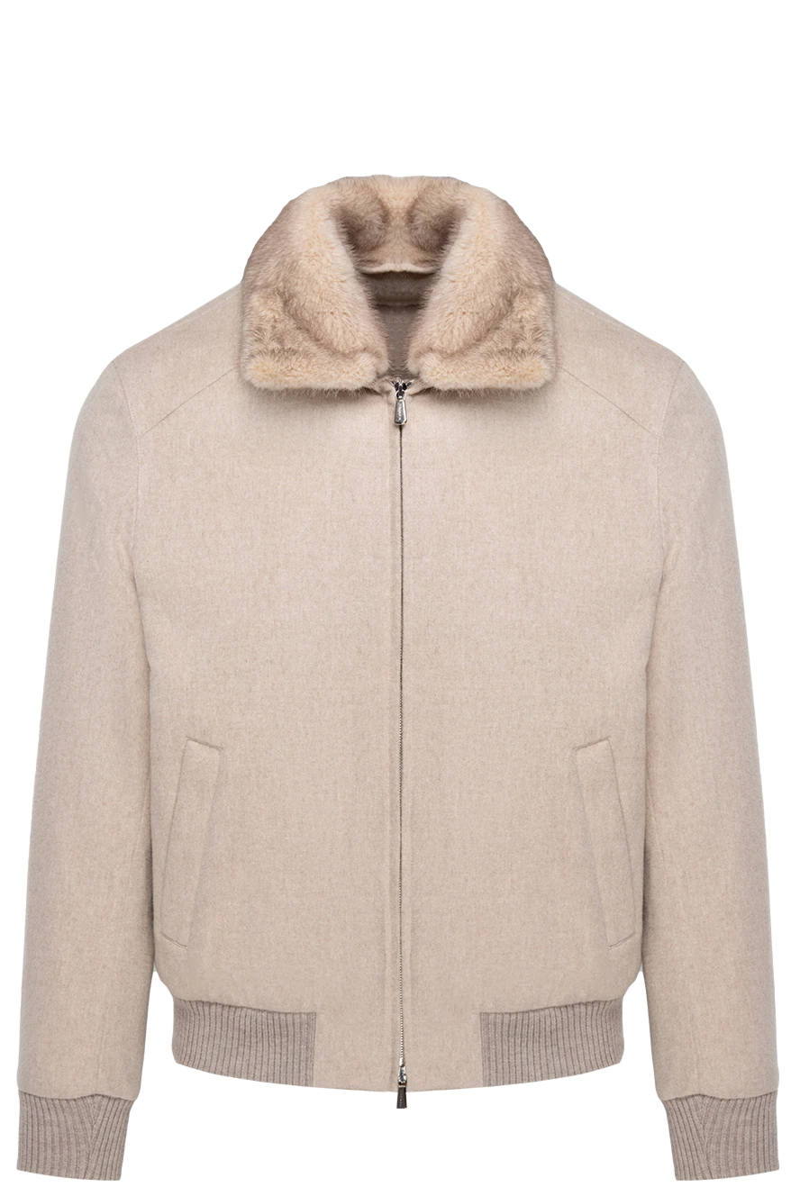 Enrico Mandelli man men's beige jacket with fur collar 174350 - photo 1