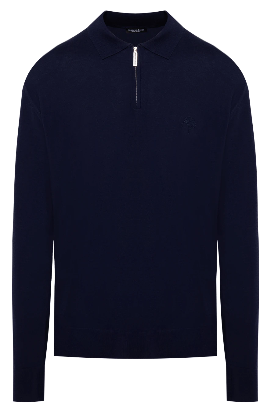 Stefano Ricci поло мужское синее шерстяное с лого 174354 - фото 1