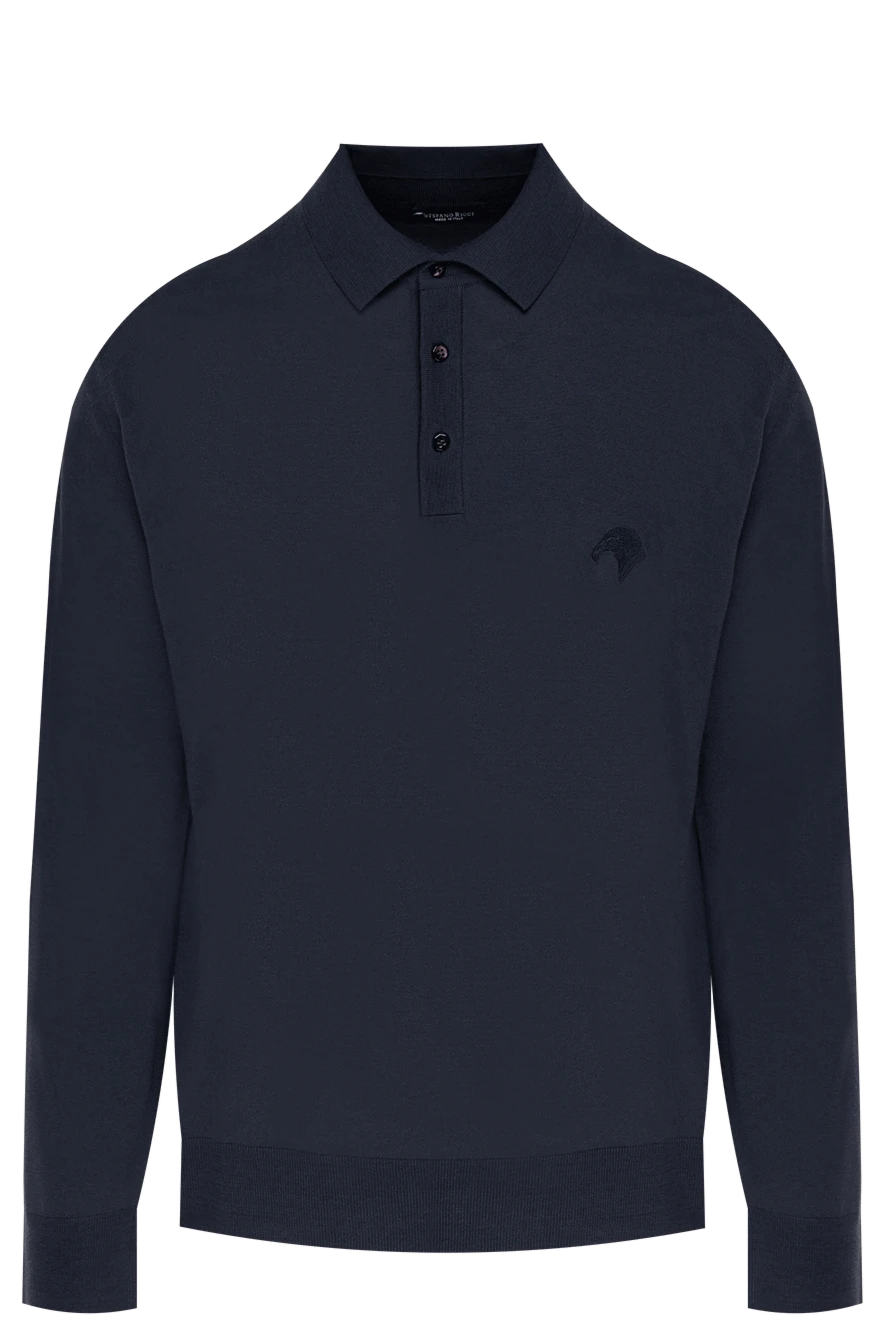 Stefano Ricci поло чоловіче сіре вовняне з лого 174355 - фото 1