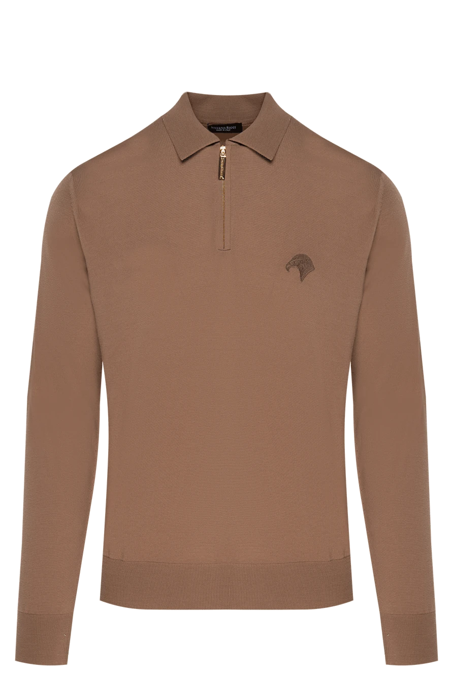 Stefano Ricci поло мужское коричневое шерстяное с лого 174356 - фото 1