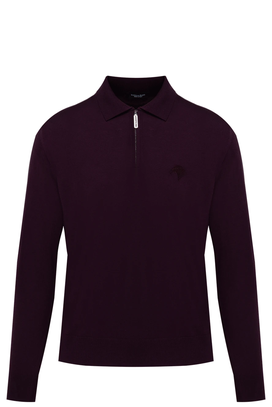 Stefano Ricci поло чоловіче бордове вовняне з вишитим логотипом 174359 - фото 1
