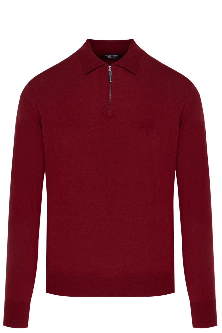 Stefano Ricci поло мужское красное шерстяное с вышитым лого 174370 - фото 1