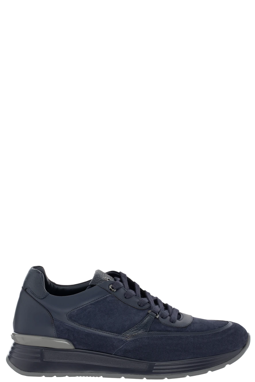 Stefano Ricci кроссовки мужские синие с лого на язычке 174382 - фото 1