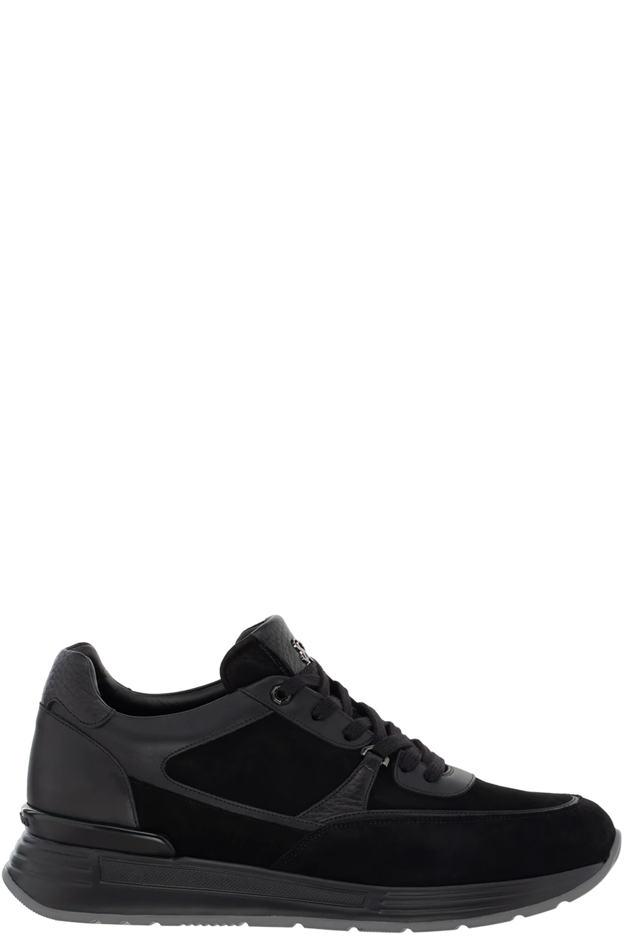 Stefano Ricci кросівки чоловічі чорні з лого на язичку 174383 - фото 1