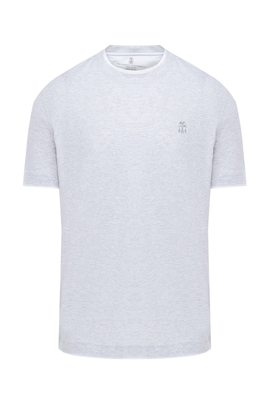 Brunello Cucinelli men's grey cotton t-shirt with layered effect 174520 - photo 1