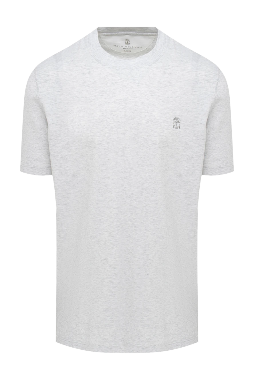Brunello Cucinelli gray cotton jersey t-shirt with simple embroidery 174521 - photo 1