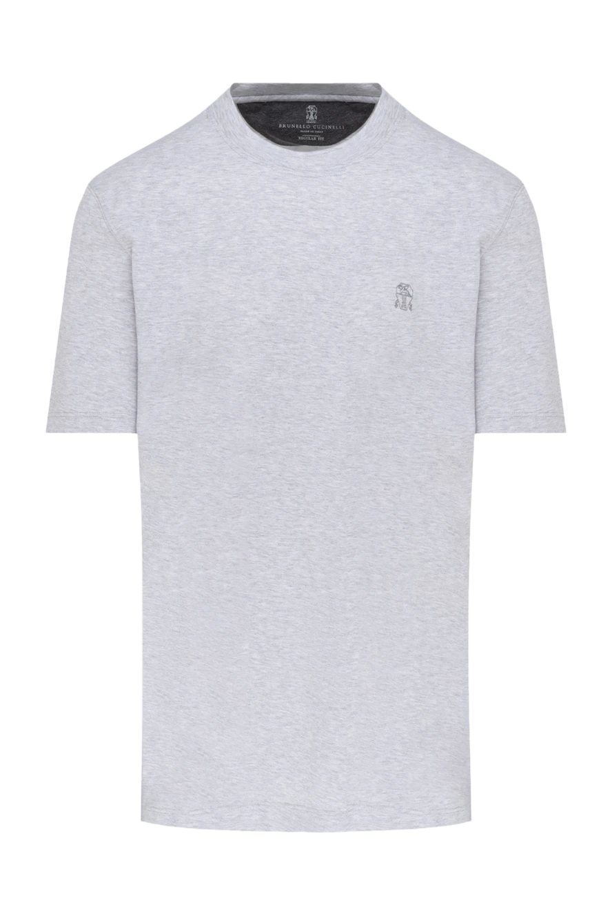 Brunello Cucinelli футболка базовая меланжевая с аккуратной вышивкой 174533 - фото 1
