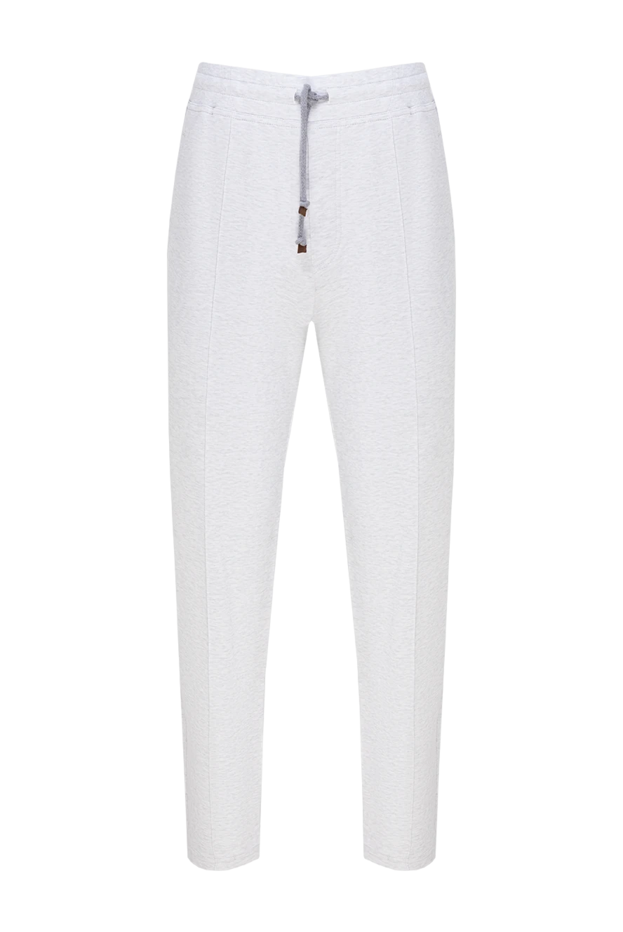 Brunello Cucinelli спортивные штаны мужские из хлопка и полиамида серые 174549 - фото 1
