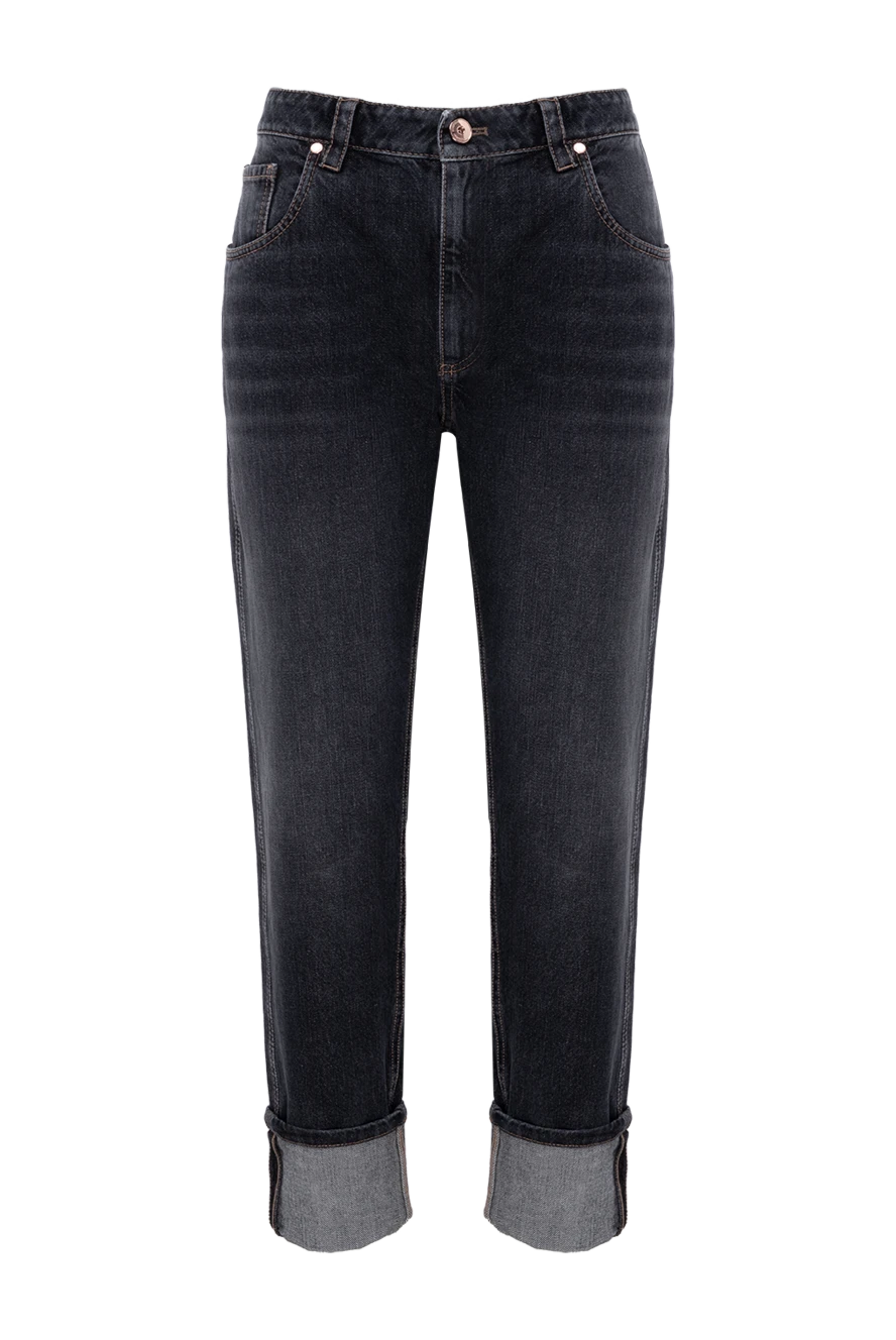 Brunello Cucinelli джинси темно-сірі з великими виворотами жіночі 174570 - фото 1