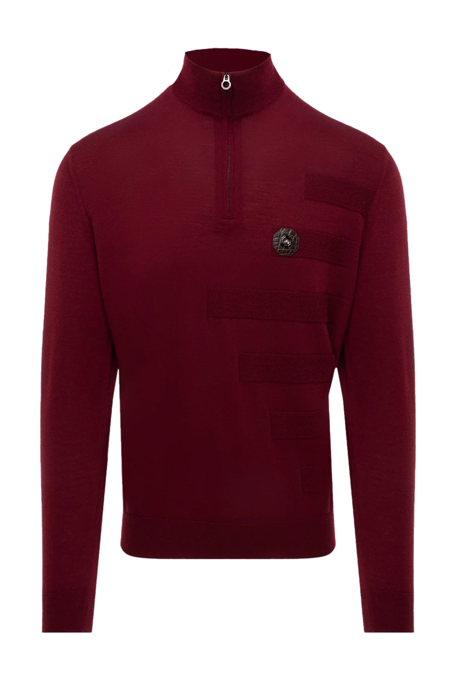 Stefano Ricci троєр з вовни та шкіри алігатора бордовий чоловічий 174649 - фото 1