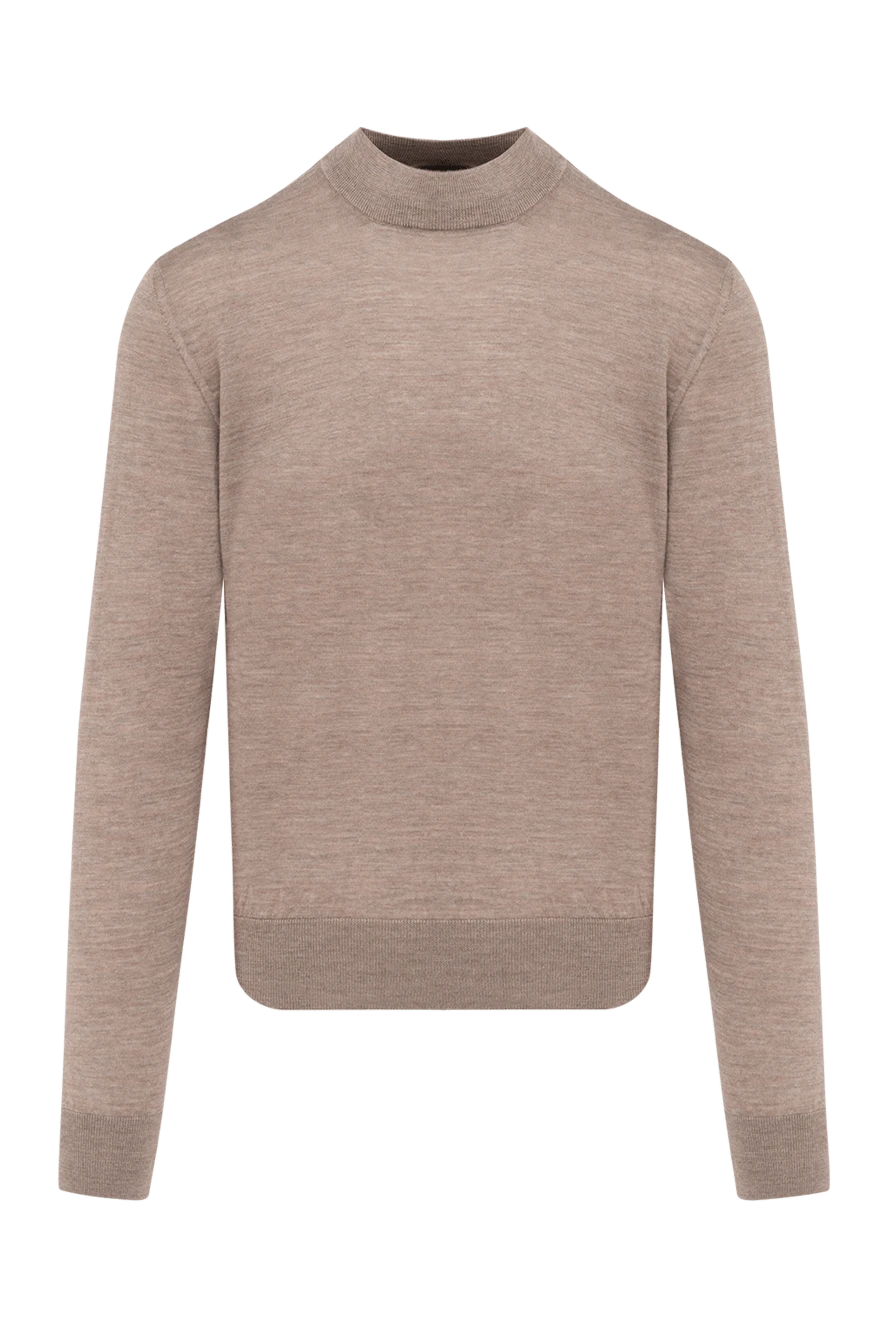 Cesare di Napoli man men's high-collared stand-up woolen sweater beige 174808 - photo 1