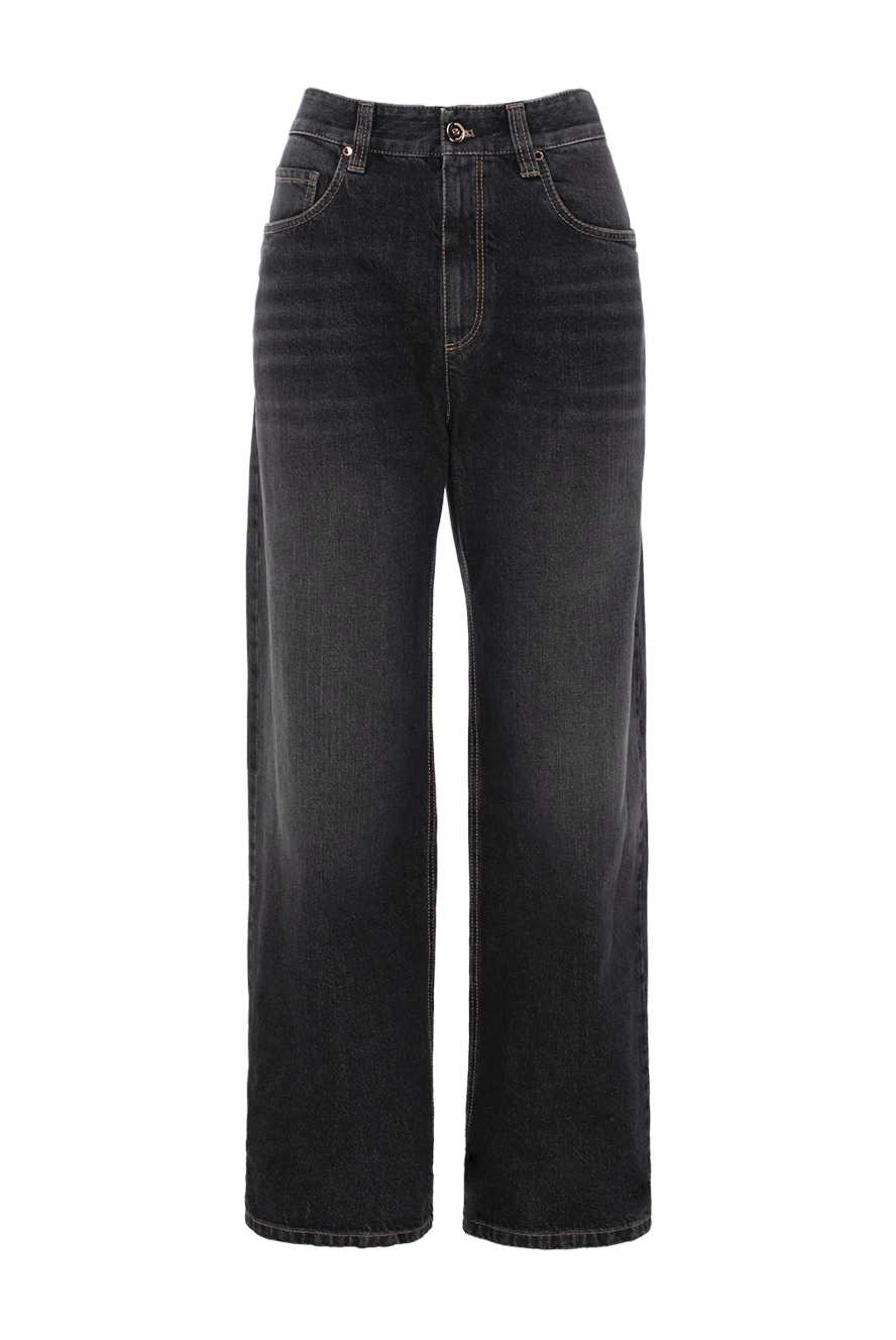 Brunello Cucinelli широкие серые джинсы с деликатной винтажной обработкой ткани 174873 - фото 1