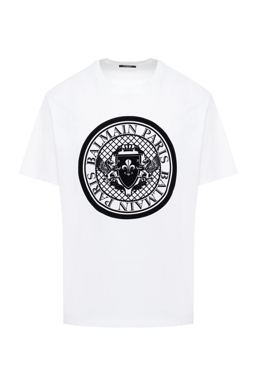 Balmain мужские футболка из хлопка белая мужская купить с ценами и фото 174880 - фото 1