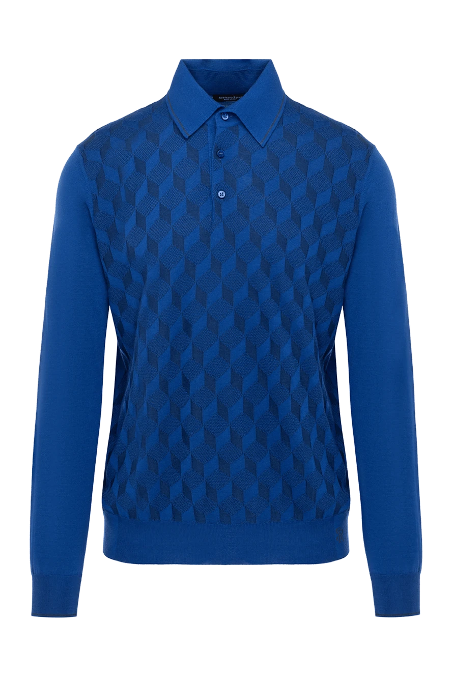 Stefano Ricci яскраво-синє поло з довгим рукавом чоловіче на удзиках 175044 - фото 1