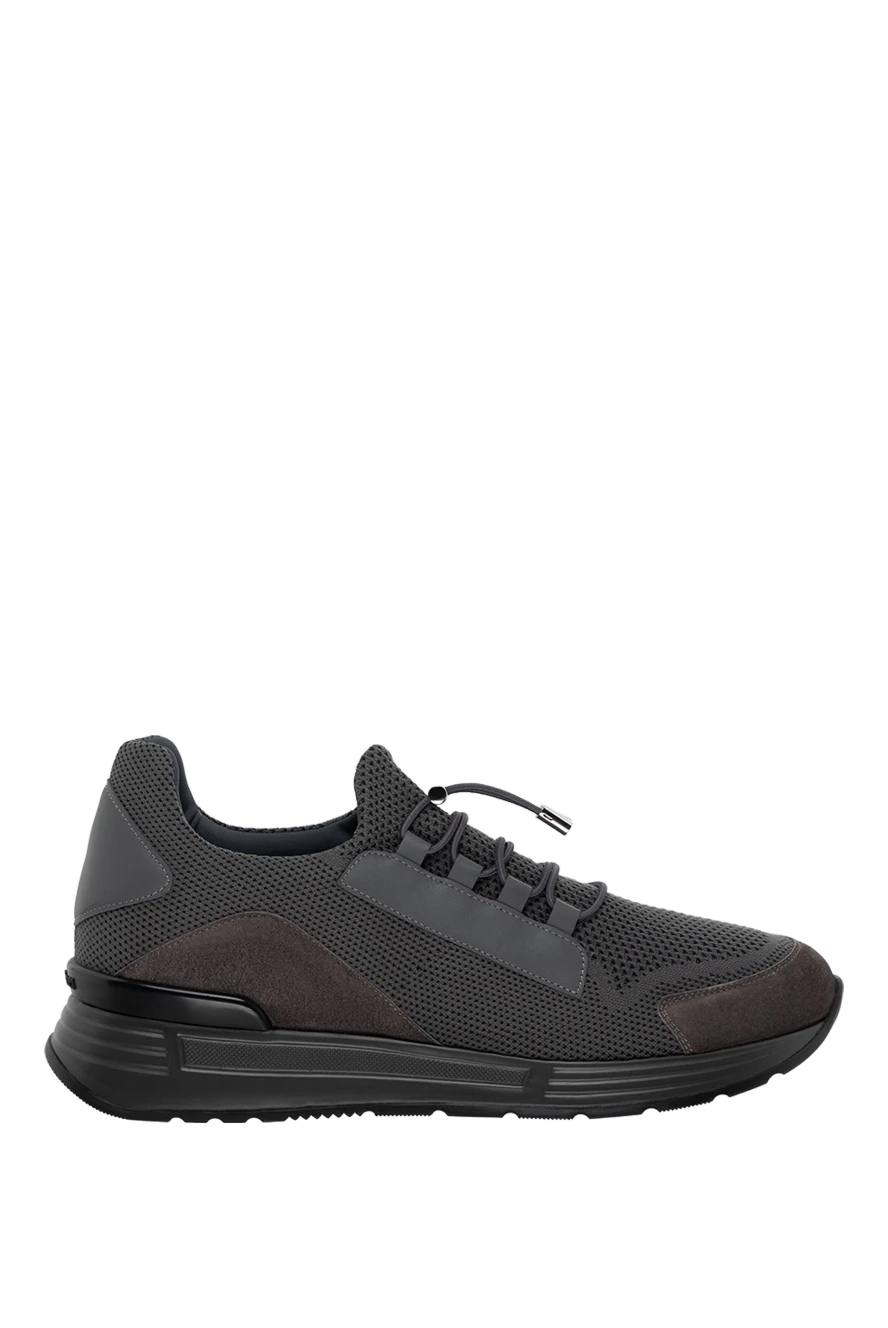 Stefano Ricci кросівки зі шкіри та поліестеру сірі чоловічі 175059 - фото 1