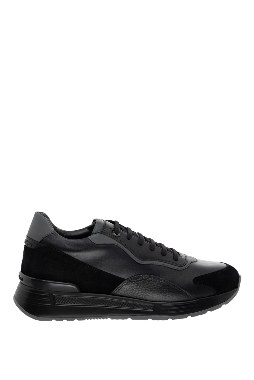 Stefano Ricci кроссовки из натуральной кожи черные с замшевыми вставками 175060 - фото 1