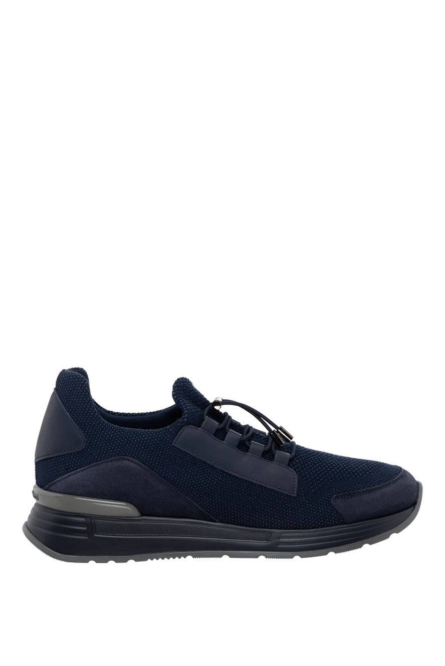 Stefano Ricci кросівки зі шкіри та поліестеру сині чоловічі 175062 - фото 1