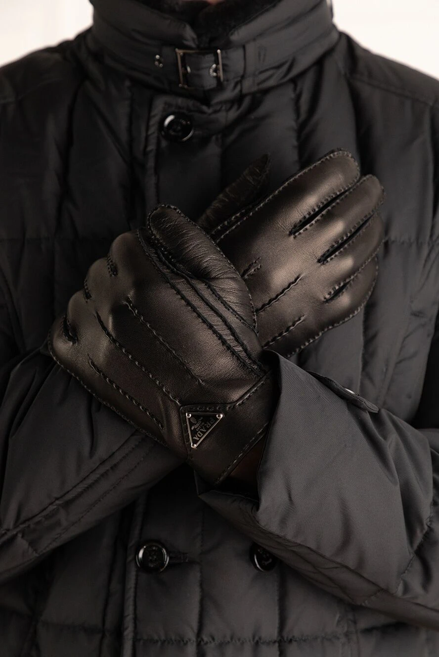 Prada man genuine leather gloves, black, for men buy with prices and photos 175151 - photo 2
