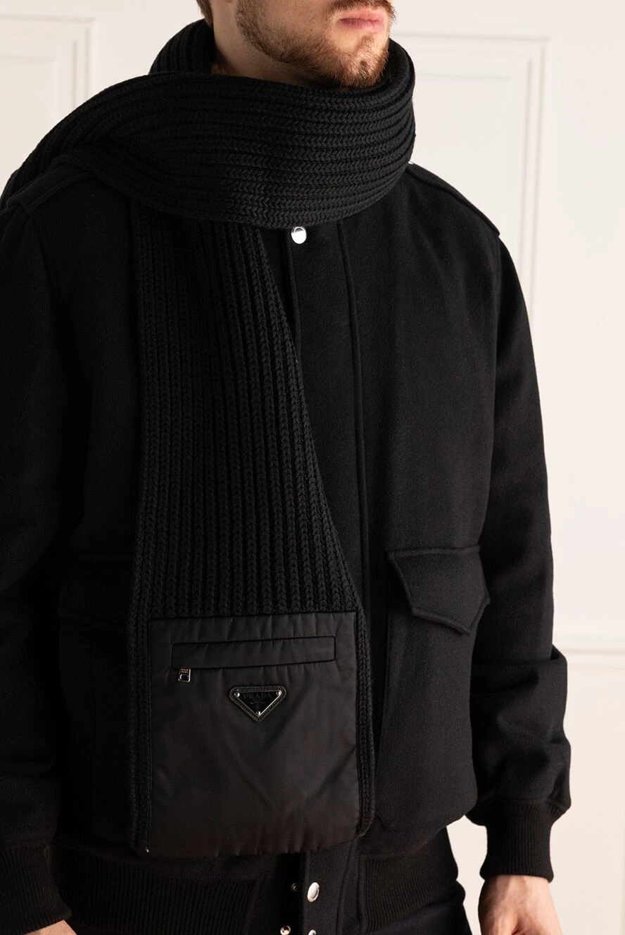 Prada мужские шарф из шерсти черный мужской купить с ценами и фото 175164