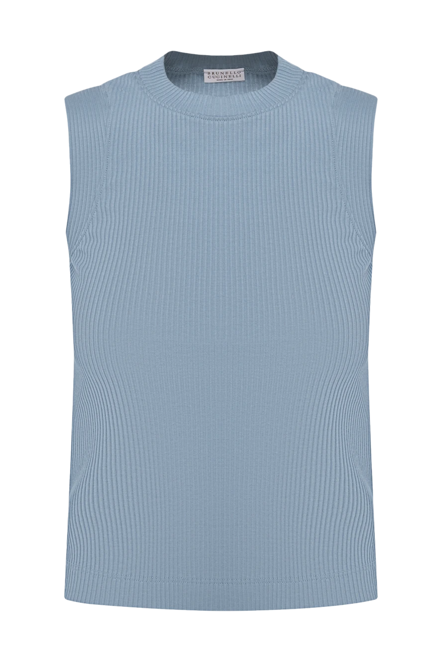 Brunello Cucinelli топ з бавовни блакитний жіночий 175373 - фото 1