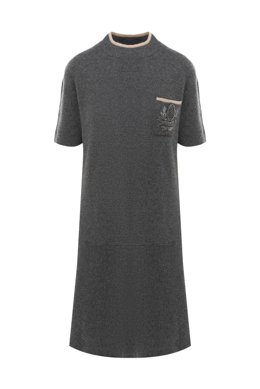 Brunello Cucinelli сукня з кашеміру сіра жіноча 175403 - фото 1