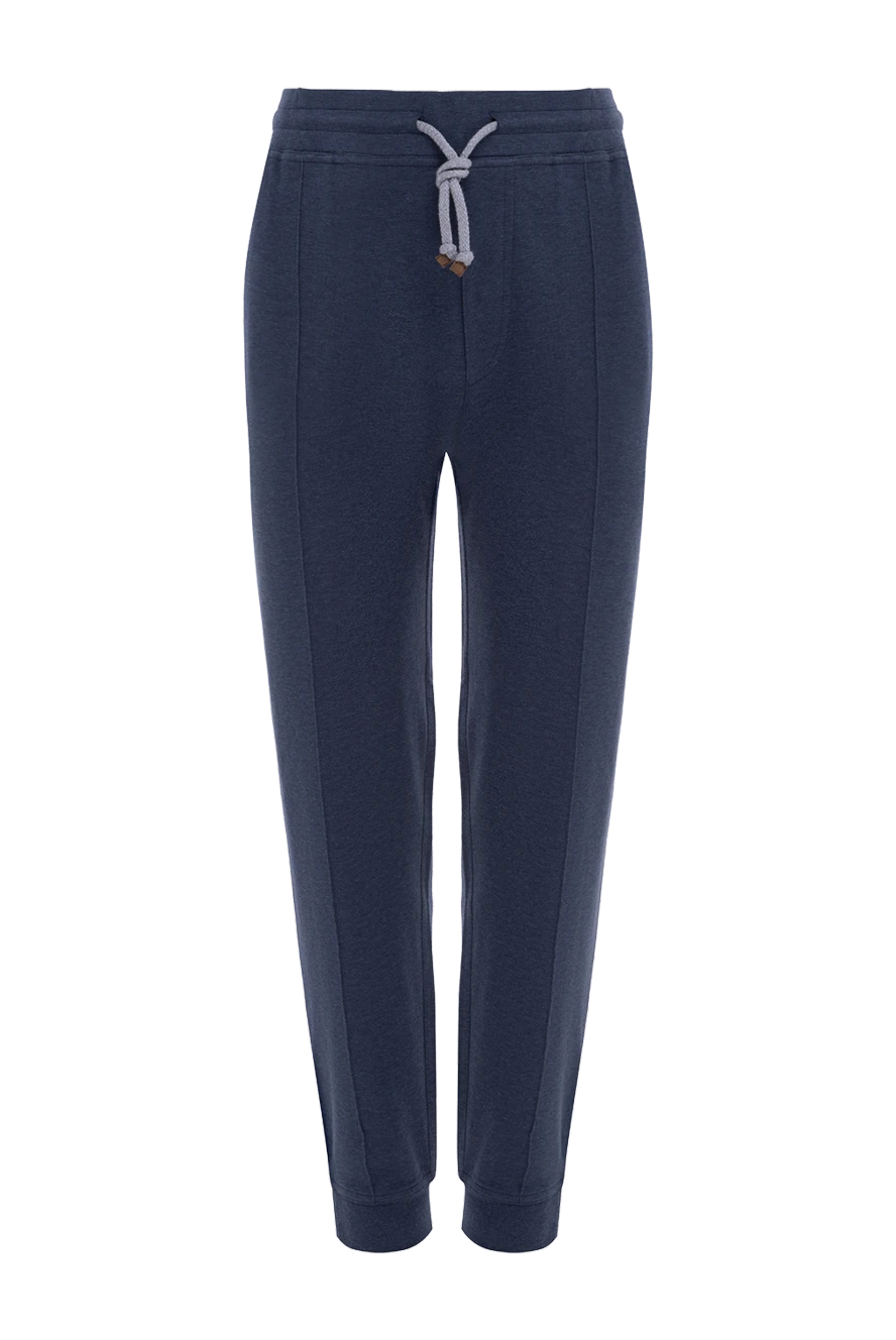 Brunello Cucinelli штани з бавовни та поліаміду сині чоловічі 175415 - фото 1