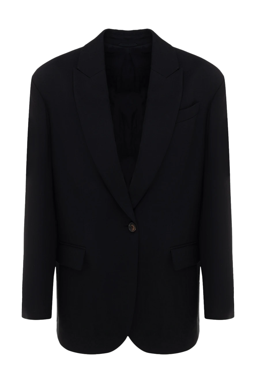 Brunello Cucinelli жакет из вискозы и шерсти черный женский 175444 - фото 1