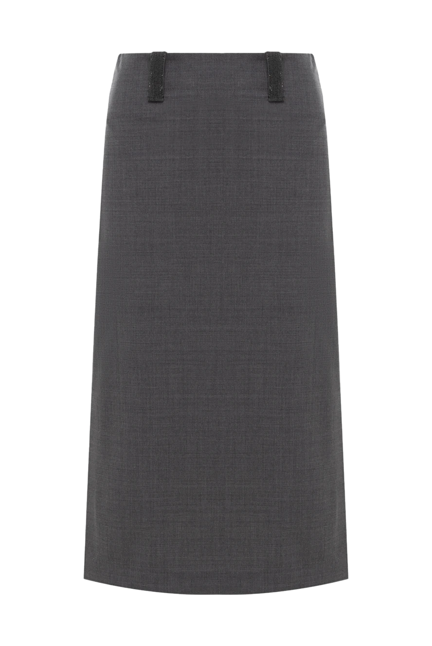 Brunello Cucinelli стильна спідниця з твіду з розрізом з боків 175447 - фото 1