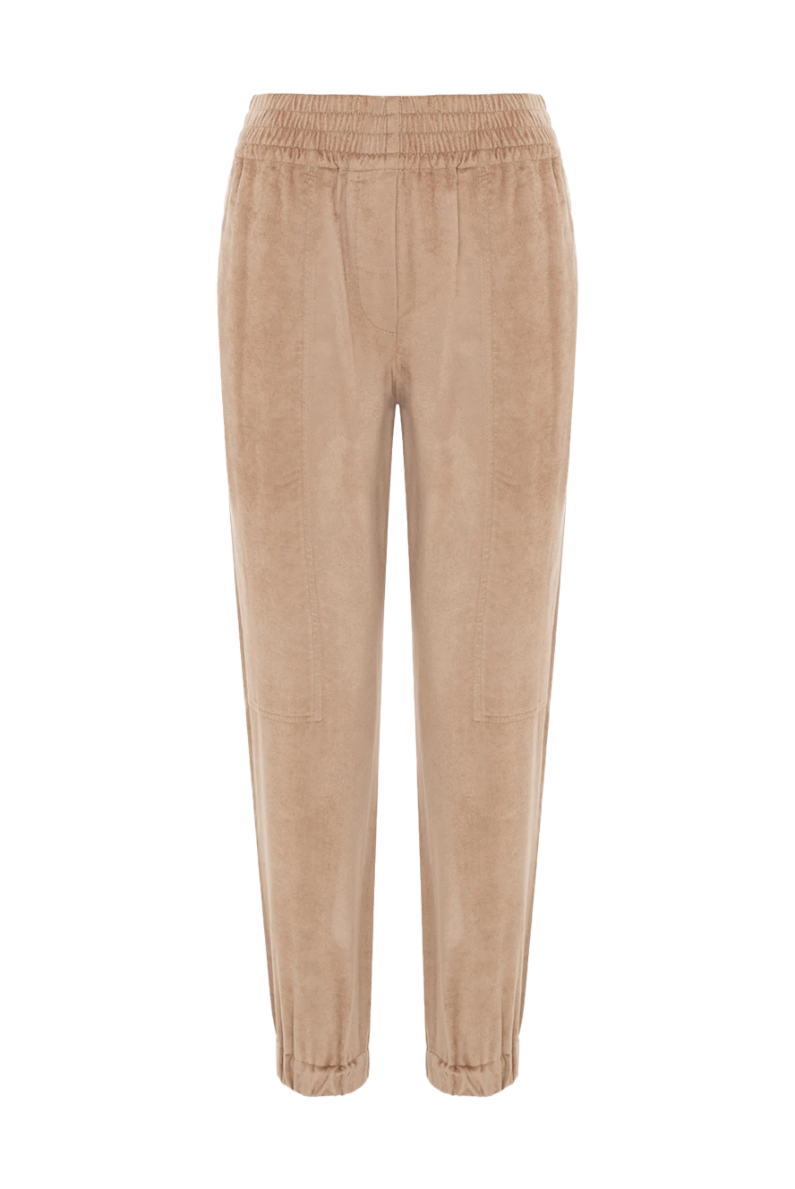 Brunello Cucinelli штани з віскози бежеві жіночі 175452 - фото 1