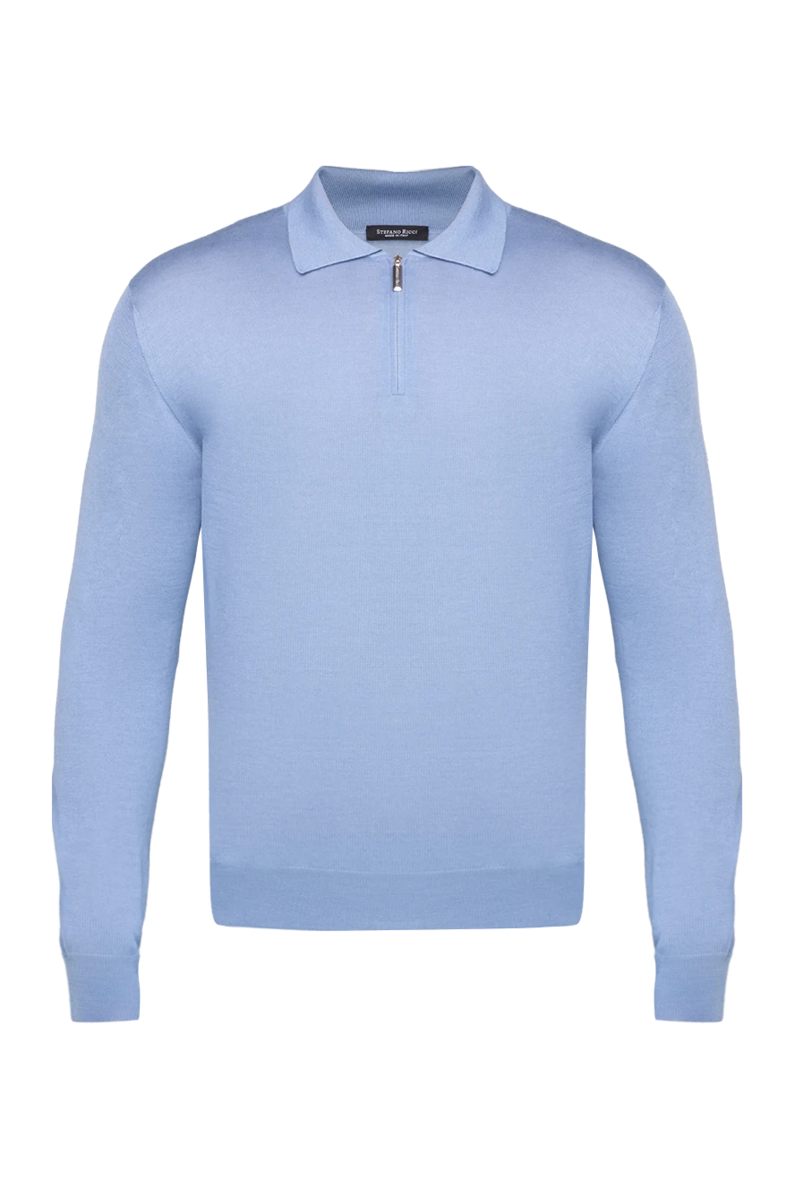 Stefano Ricci long-sleeved cashmere and silk polo for men blue 175720 - photo 1