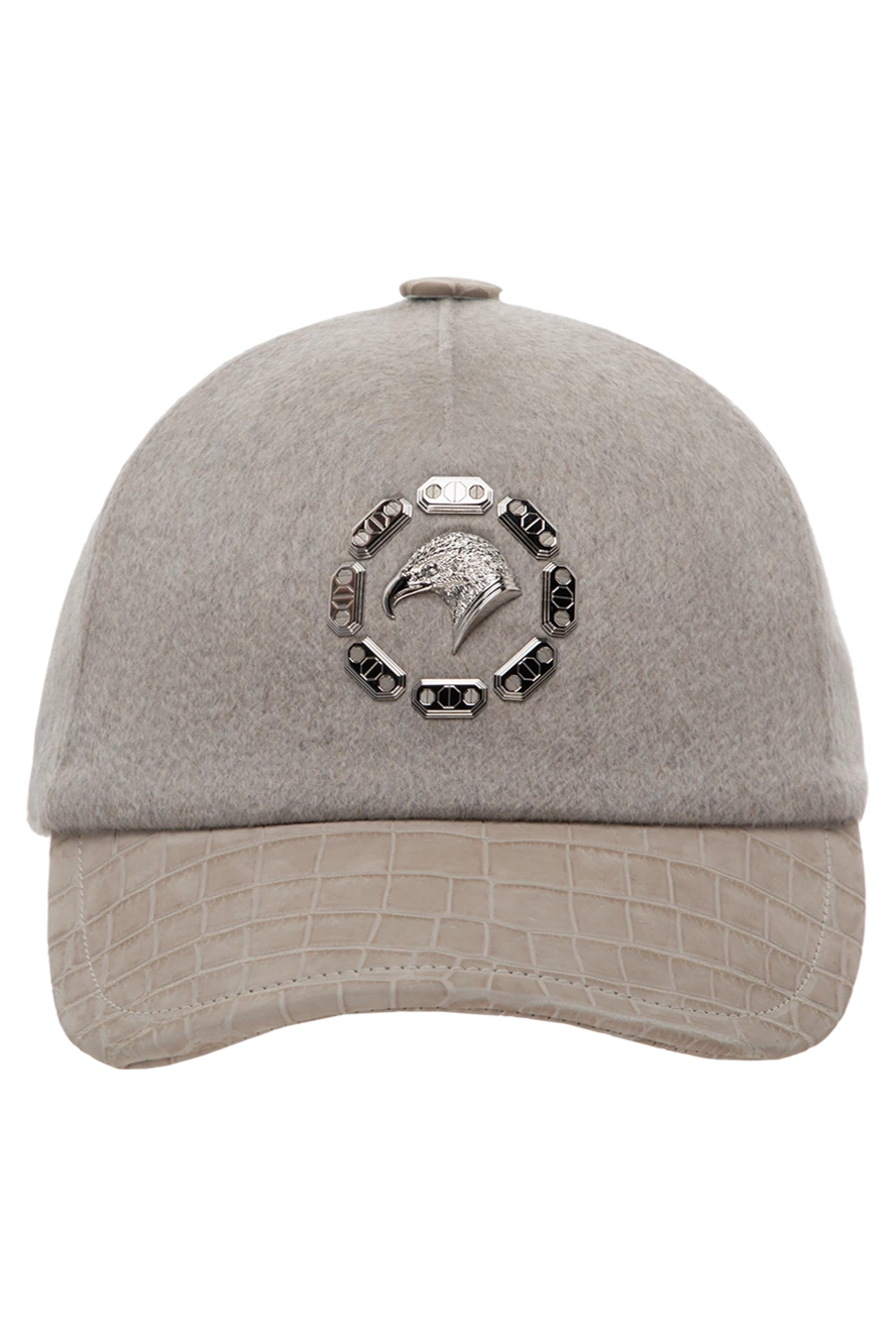 Stefano Ricci beige men's cashmere and alligator leather cap 175731 - photo 1