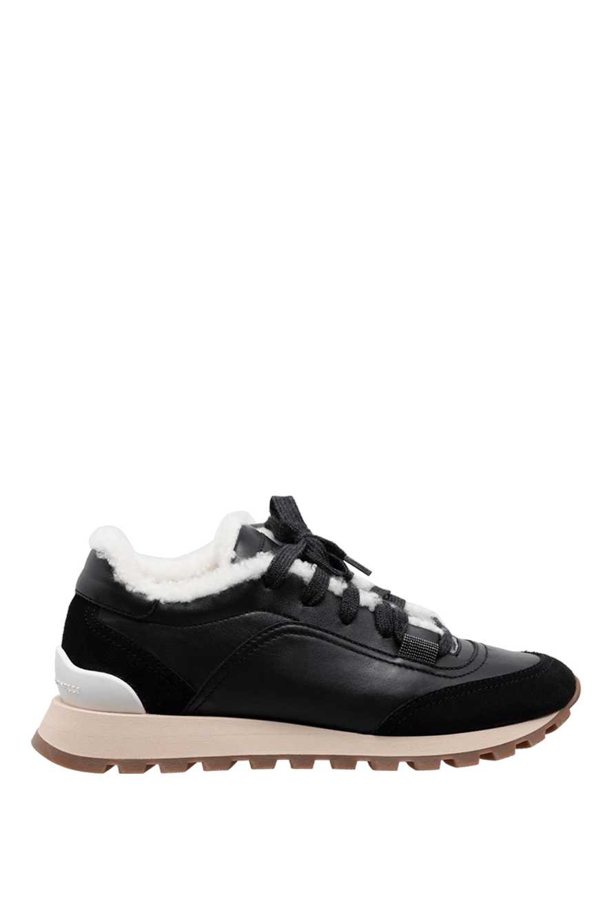 Brunello Cucinelli кросівки зі шкіри чорні жіночі 175736 - фото 1