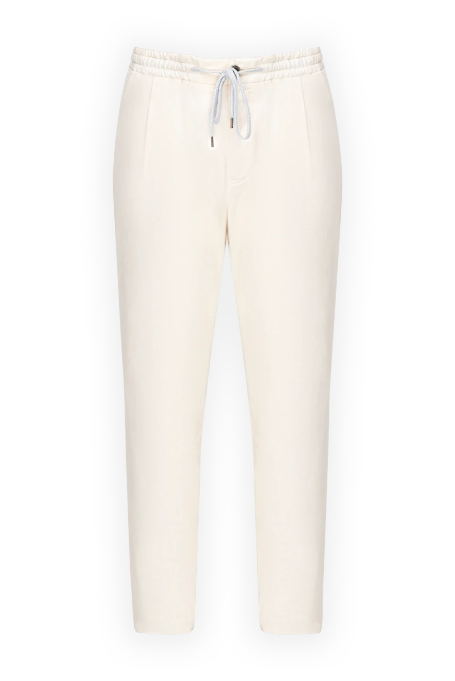 PT01 (Pantaloni Torino) men's white trousers with pleats and drawstring 175781 - photo 1