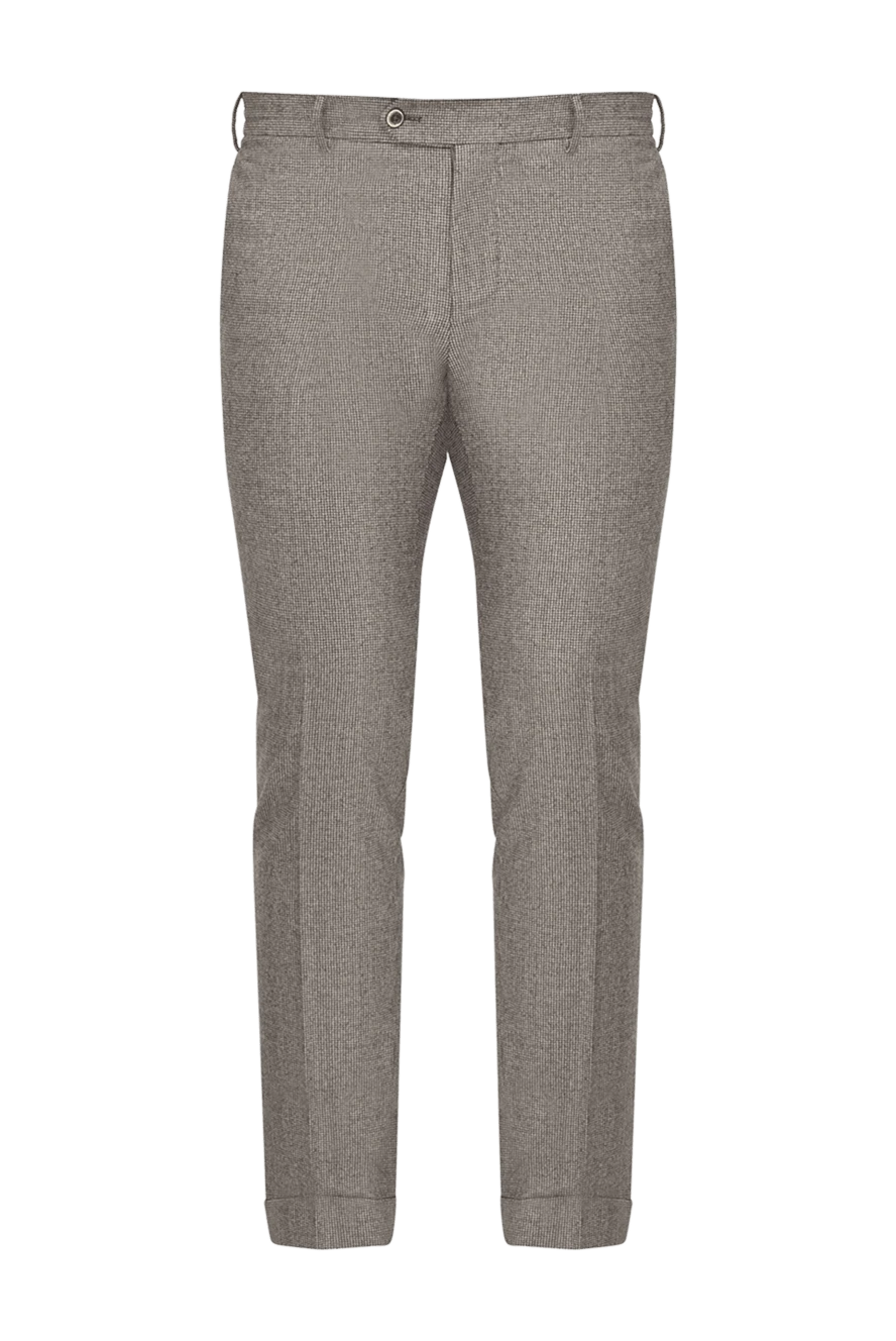 PT01 (Pantaloni Torino) чоловічі штани фасону slim fit з вовни у сірому кольорі 175791 - фото 1