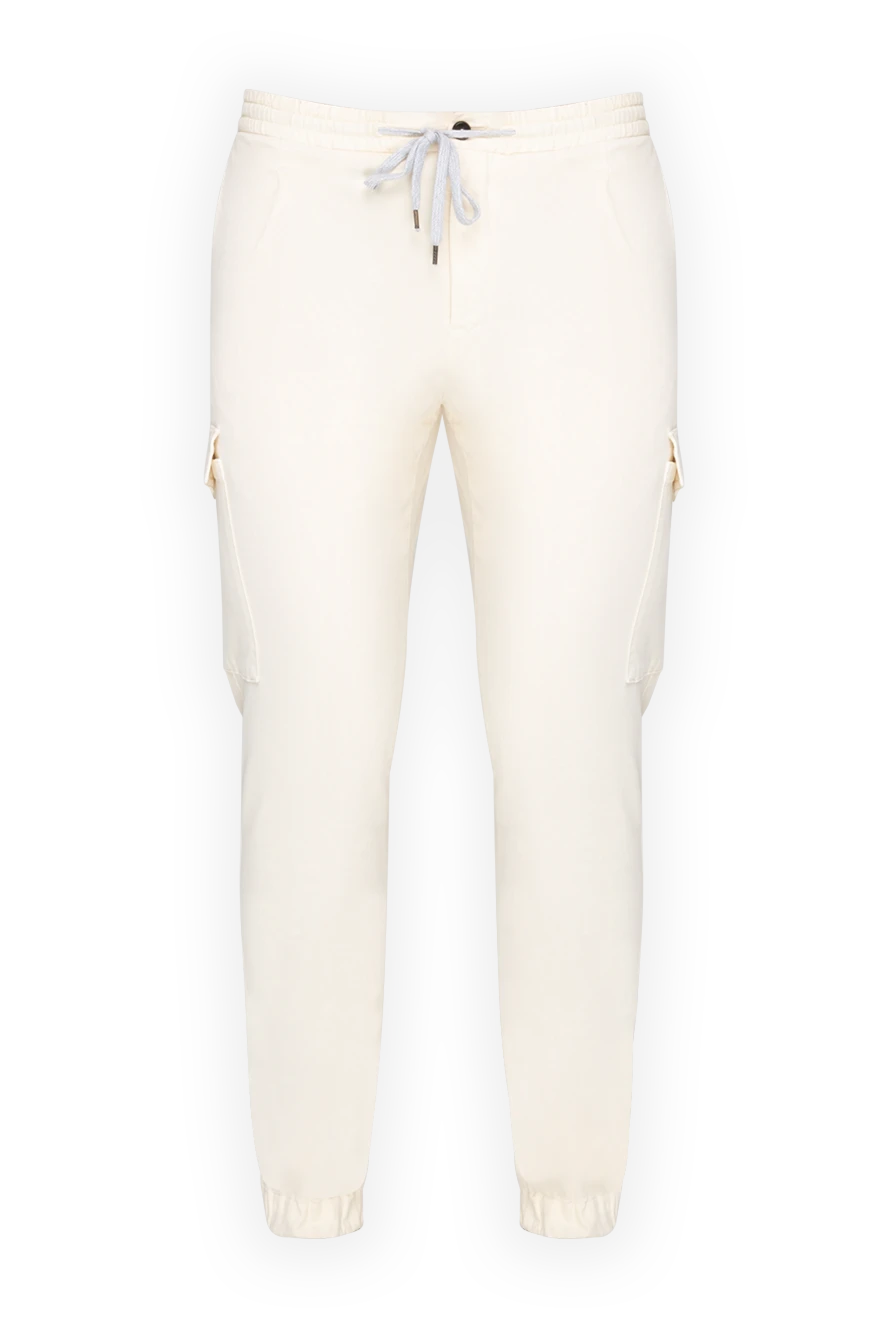 PT01 (Pantaloni Torino) спортивні штани-карго у кремовому кольорі з еластичним поясом на шнурку. 175796 - фото 1